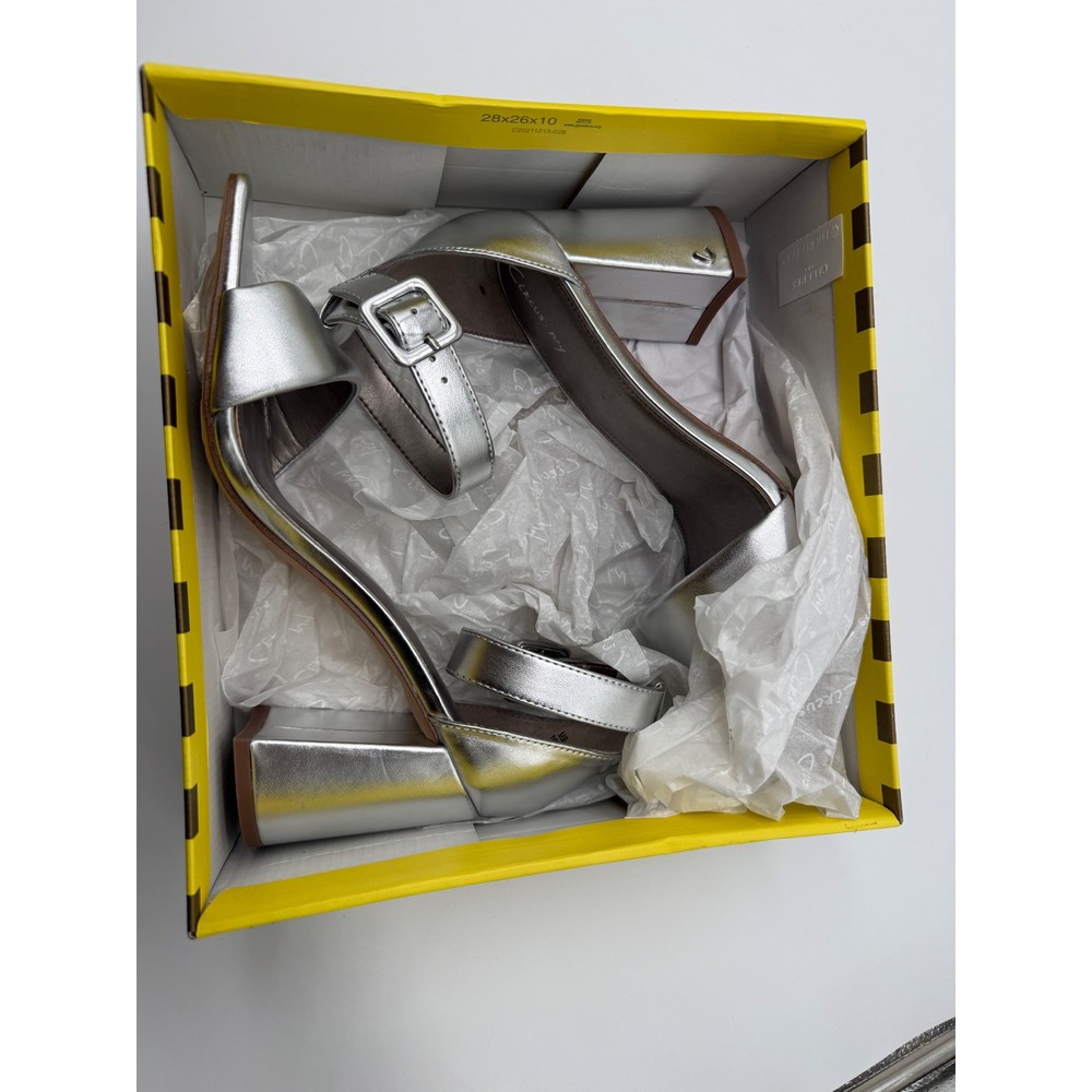 Circus by Sam Edelman Elizabeth Sandals Womens 9.5 Silver Block Heel New in Box - Picture 2 of 10